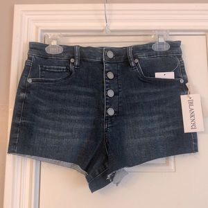 Blank NYC The Lenox Blue High Rise Raw Hem Denim Shorts- Sz 27 NWT